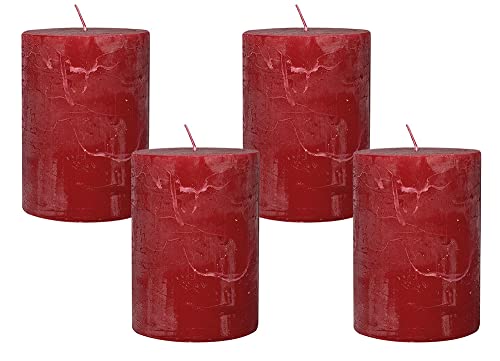 4 Rustic Stumpenkerzen Premium Kerze Rot 7x10cm - 45 Std Brenndauer 4 Rustic Stumpenkerzen Premium Kerze Rot 7x10cm - 45 Std Brenndauer von zeitzone