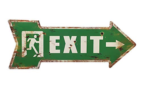 Blechschild EXIT Grün Wegweiser Pfeil Nostalgie Dekoschild Vintage 50x19cm von zeitzone