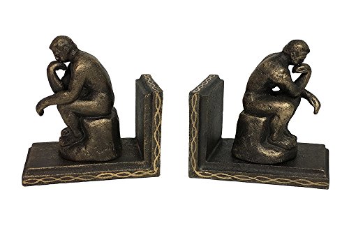Buchstütze Der Denker nach Rodin 2 Stück Buchständer Gusseisen Antik-Stil von zeitzone