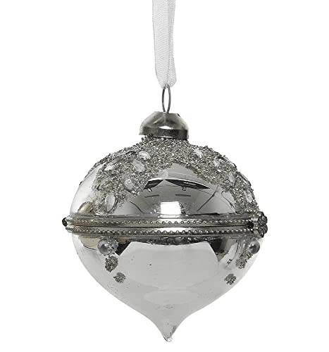 Christbaumkugel zum Befüllen Echt Glas Silber Tropfenform Weihnachtskugel von zeitzone