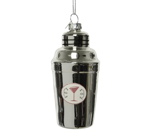 Christbaumschmuck Cocktailshaker Christbaumanhänger Barmixer Echt Glas Silber von zeitzone