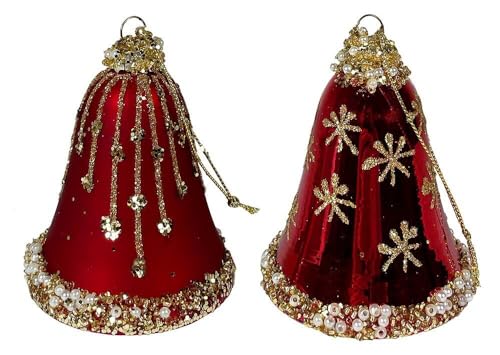 Christbaumschmuck Glocke 2 Stück Weihnachtsglocke Rot Gold Echt Glas von zeitzone