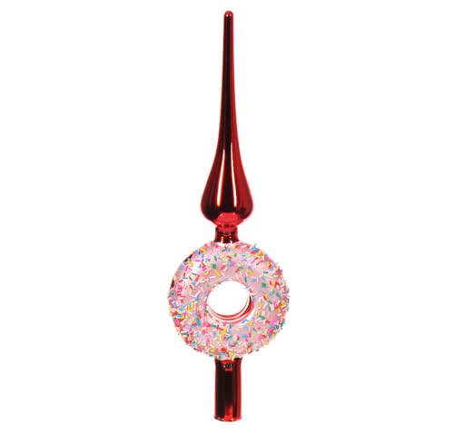 Christbaumspitze Donut Streusel Echt Glas Rot Weihnachtsbaumspitze 30cm von zeitzone