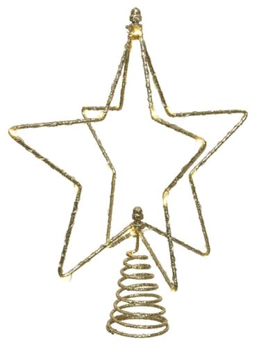 Weihnachtsbaumspitze beleuchtet Stern Gold LED Christbaumspitze Warmweiß Timer von zeitzone