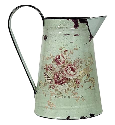 Deko Krug Zink Rose Zinkkrug Gießkanne Zinkkanne Wasserkrug Landhausstil 1,5L von zeitzone