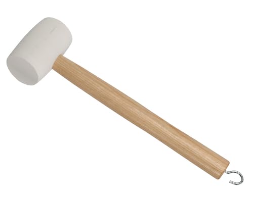 Gummihammer Weiß mit Holzgriff für Camping Hammer mit Heringsauszieher Haken von zeitzone