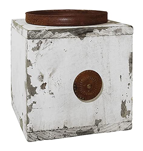 Kerzenhalter Schublade Vintage Holz Weiß patiniert Kerzenständer Nostalgie 11cm von zeitzone