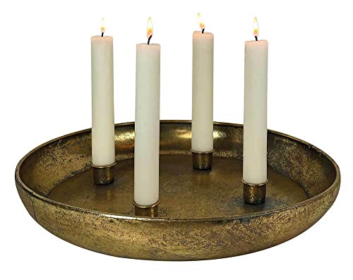 Kerzentablett Adventskranz Metall Gold Kerzenhalter Rund Antik-Stil 38cm Kerzentablett Adventskranz Metall Gold Kerzenhalter Rund Antik-Stil 38cm von zeitzone