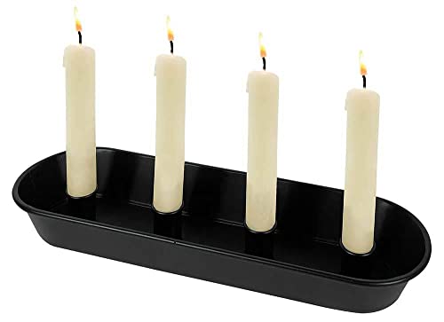 Kerzentablett Adventskranz Schwarz Metall Länglich Weihnachten 37cm von zeitzone