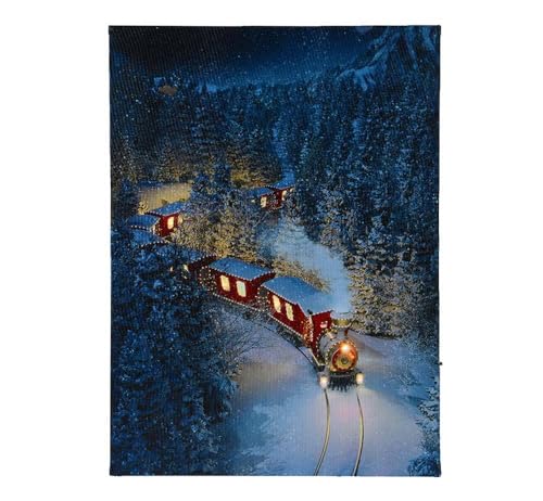 LED Bild Polar-Express Weihnachtszug Weihnachten Eisenbahn Leinwand Wandbild 38x28cm von zeitzone