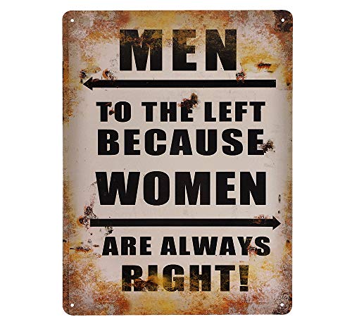 Toilettenschild MEN TO THE LEFT - WOMEN ARE ALWAYS RIGHT Vintage 25x33cm von zeitzone