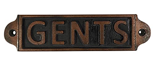 Türschild GENTS Gusseisen Kupfer-Optik Herren Toilettenschild Vintage Antik-Stil von zeitzone