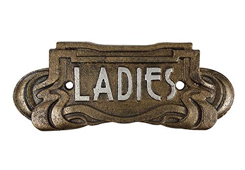 Türschild LADIES Gusseisen Bronze Damen-WC Belle Epoque Toilettenschild Antik-Stil von zeitzone