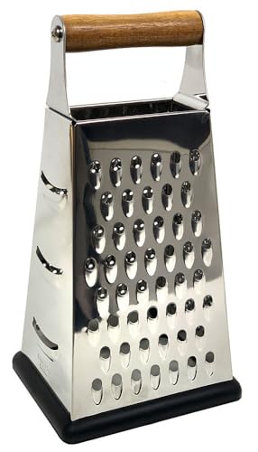 Vierkantreibe Reibe Edelstahl 4 Reibeflächen Käsereibe Gurkenhobel mit Holzgriff von zeitzone