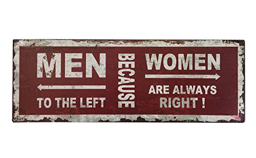 Vintage Blechschild MEN TO THE LEFT - WOMEN ARE ALWAYS RIGHT Schild Toilette von zeitzone