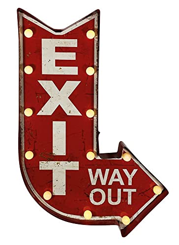 Wandleuchte EXIT WAY OUT Rot LED Beleuchtung Wegweiser Leuchtdeko Nostalgie Vintage von zeitzone