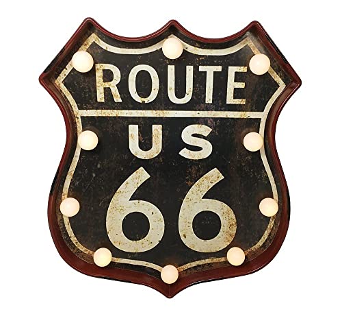 Wandleuchte ROUTE 66 LED Beleuchtung US Roadsign Nostalgie Vintage Straßenschild von zeitzone