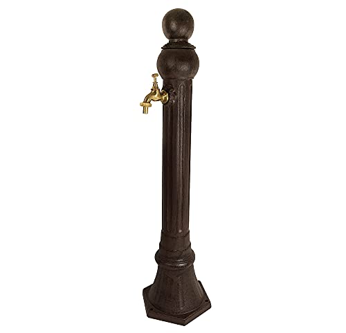 Wasserzapfsäule Wasserzapfstelle für Garten Standbrunnen Antik-Stil Braun 85cm von zeitzone