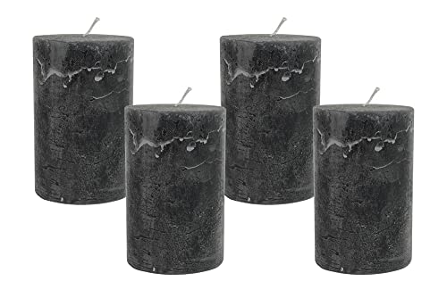 4 Rustic Stumpenkerzen Premium Kerze Anthrazit 7x12cm - 55 Std Brenndauer 4 Rustic Stumpenkerzen Premium Kerze Anthrazit 7x12cm - 55 Std Brenndauer von zeitzone