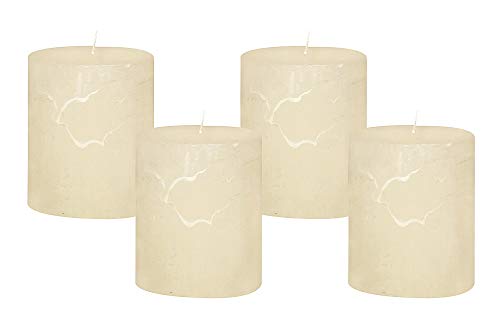 zeitzone 4 Rustic Stumpenkerzen Premium Kerze Creme Weiss 7x8cm - 40 Std Brenndauer von zeitzone