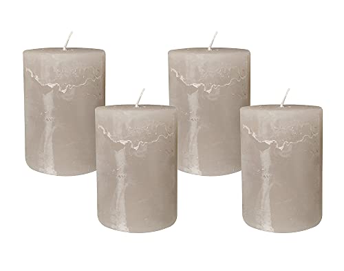 zeitzone 4 Rustic Stumpenkerzen Premium Kerze Grau 7x10cm - 45 Std Brenndauer von zeitzone