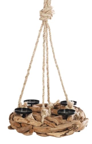Adventskranz Holz Rund Hängend Kerzenhalter Teak-Holz Weihnachten Landhaus 40cm Adventskranz Holz Rund Hängend Kerzenhalter Teak-Holz Weihnachten Landhaus 40cm von zeitzone