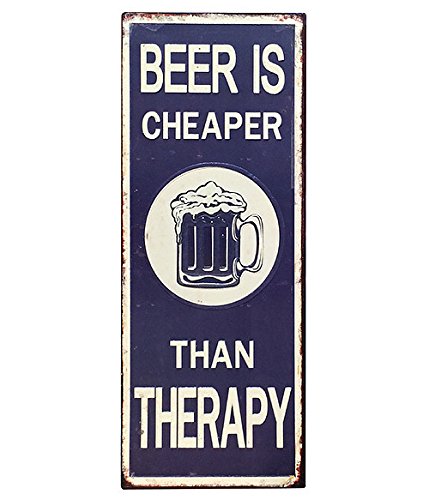 zeitzone Blechschild Beer is Cheaper Than Therapy Vintage-Stil Dekoschild Nostalgie 50x20cm von zeitzone