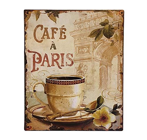 zeitzone Blechschild Cafe A Paris Nostalgie Dekoschild Vintage Antik-Stil 25x20cm von zeitzone