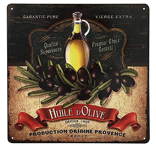 zeitzone Blechschild Huile d` Olive Dekoschild Provence Vintage Nostalgie 30x30cm von zeitzone