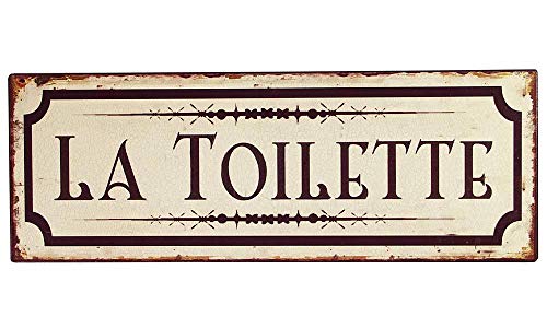 zeitzone Blechschild LA Toilette Toilettenschild Vintage Nostalgie Dekoschild 36x13cm von zeitzone