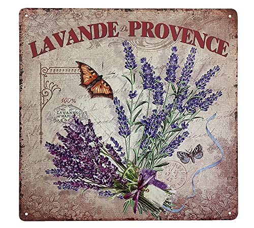 zeitzone Blechschild Lavande de Provence Dekoschild Lavendel Nostalgie 30x30cm von zeitzone