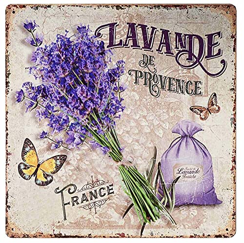 zeitzone Blechschild Lavande de Provence Dekoschild Lavendel Nostalgie 30x30cm von zeitzone