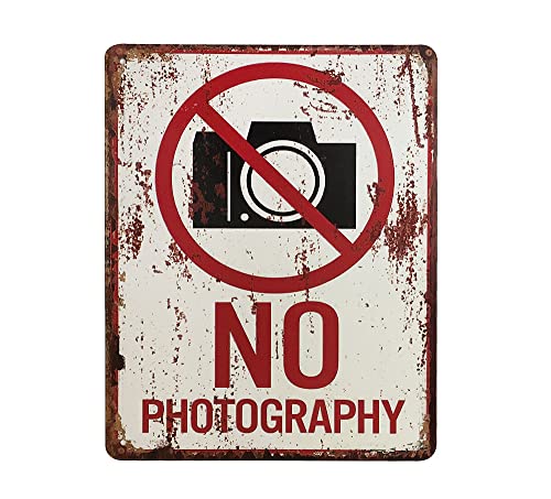 zeitzone Blechschild NO Photography Dekoschild Fotografieren verboten Antik-Stil 25x20cm von zeitzone