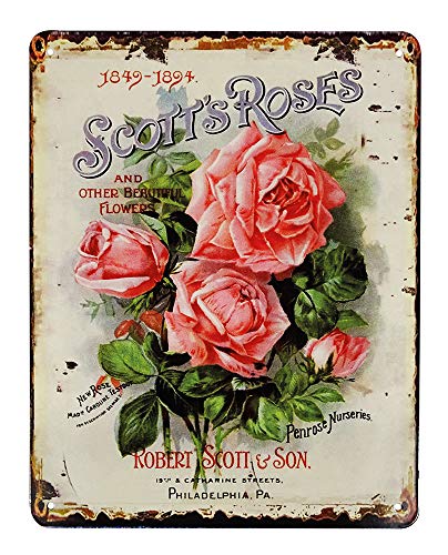 zeitzone Blechschild Scott's Roses Vintage Dekoschild Rosen Nostalgie 25x20cm von zeitzone