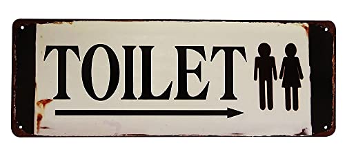 zeitzone Blechschild Toilet Antik-Stil Toilettenschild Nostalgie Dekoschild 36x13cm von zeitzone