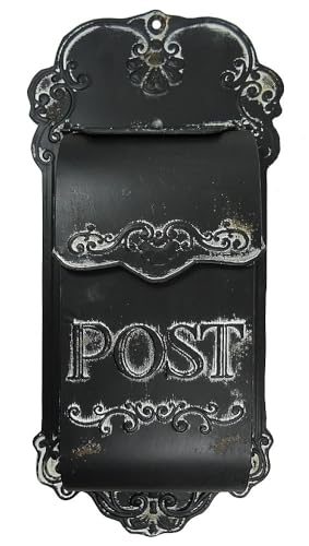 zeitzone Briefkasten Post Zink Vintage Postkasten Schwarz patiniert Landhausstil von zeitzone