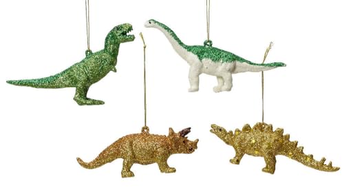zeitzone Christbaumschmuck Dinosaurier 4 Stück Christbaumanhänger Dino Christbaumfigur von zeitzone
