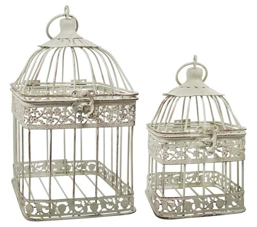 Deko Vogelkäfig Dekokäfig 2er-Set Vintage Nostalgie Antik-Stil Weiß Deko Vogelkäfig Dekokäfig 2er-Set Vintage Nostalgie Antik-Stil Weiß von zeitzone