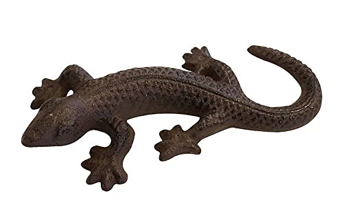 zeitzone Dekofigur Gecko Eidechse Echse Briefbeschwerer Gusseisen Antik-Stil Braun von zeitzone