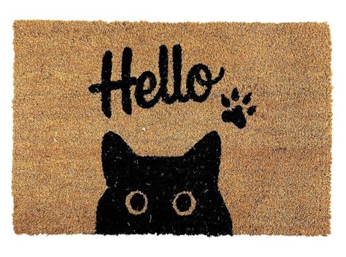 zeitzone Fußmatte Katze Hello Kokos Fussmatte Fußabtreter Türmatte 60x40cm von zeitzone