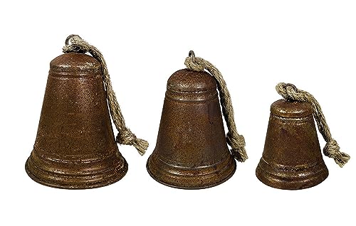 zeitzone Glocken-Set Zink Rostig Weihnachtsglocke 3 Stück Weihnachtsdeko von zeitzone