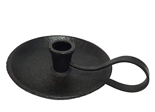 zeitzone Kerzenhalter mit Henkel Gusseisen Rustikal Kerzenständer Ritter-Stil Schwarz von zeitzone