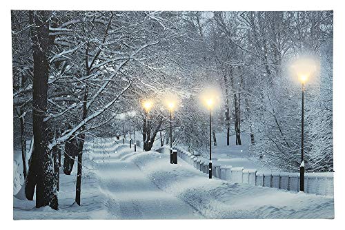 zeitzone LED Bild Schneelandschaft Wald Weihnachten Winterlandschaft Beleuchtet 38x58cm von zeitzone