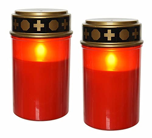 zeitzone LED Grabkerze Rot Grablicht 2 Stück Grableuchte Flackernd Timer Batteriebetrieb von zeitzone