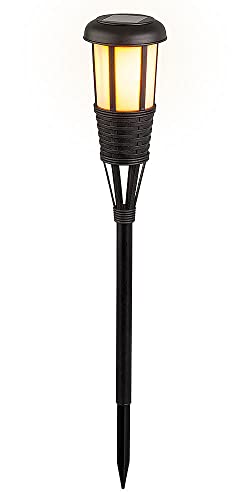 zeitzone Solar Fackel mit Flammeneffekt Schwarz LED Lichtsensor Gartenfackel 61cm von zeitzone