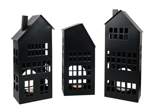 zeitzone Lichthäuser 3er Set Schwarz Metall Teelichthalter Windlicht Haus Weihnachten zeitzone Lichthäuser 3er Set Schwarz Metall Teelichthalter Windlicht Haus Weihnachten von zeitzone
