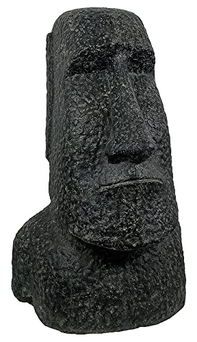 zeitzone Moai Kopf Osterinsel Figur Skulptur Steinguss Statue Kunststein Schwarz 64cm von zeitzone
