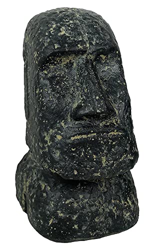 zeitzone Moai Kopf Osterinsel Steinstatue Figur Skulptur Steinguss Kunststein Schwarz 15cm von zeitzone