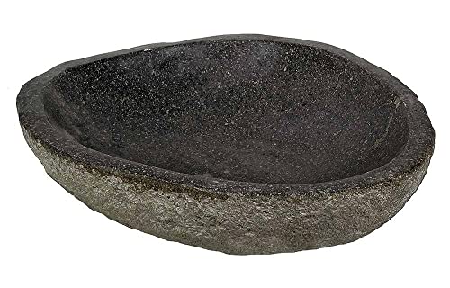 zeitzone Naturstein Schale Flussstein Steinschale Dekoschale Vogeltränke Garten 30-35cm von zeitzone