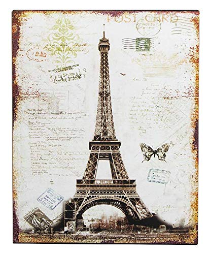 zeitzone Nostalgie Blechschild Eiffelturm Paris Postkarte Deko-Schild 25x20cm von zeitzone